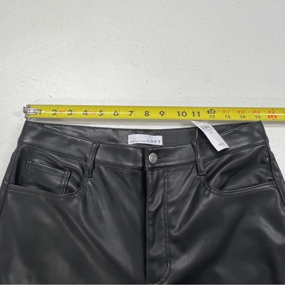 LOFT Five Pocket Straight Pants in Faux Leather 29 - 8 NWT BLACK - Picture 6 of 9
